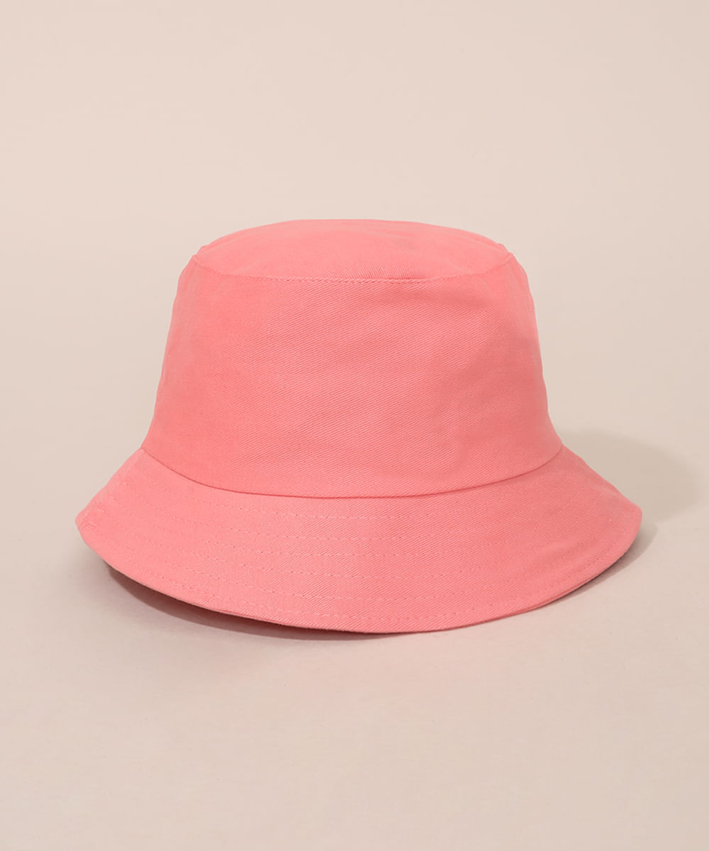 Chapéu <em>bucket hat</em> de sarja unissex rosa, da C&A